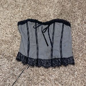 Bebe black & white plaid lacy corset